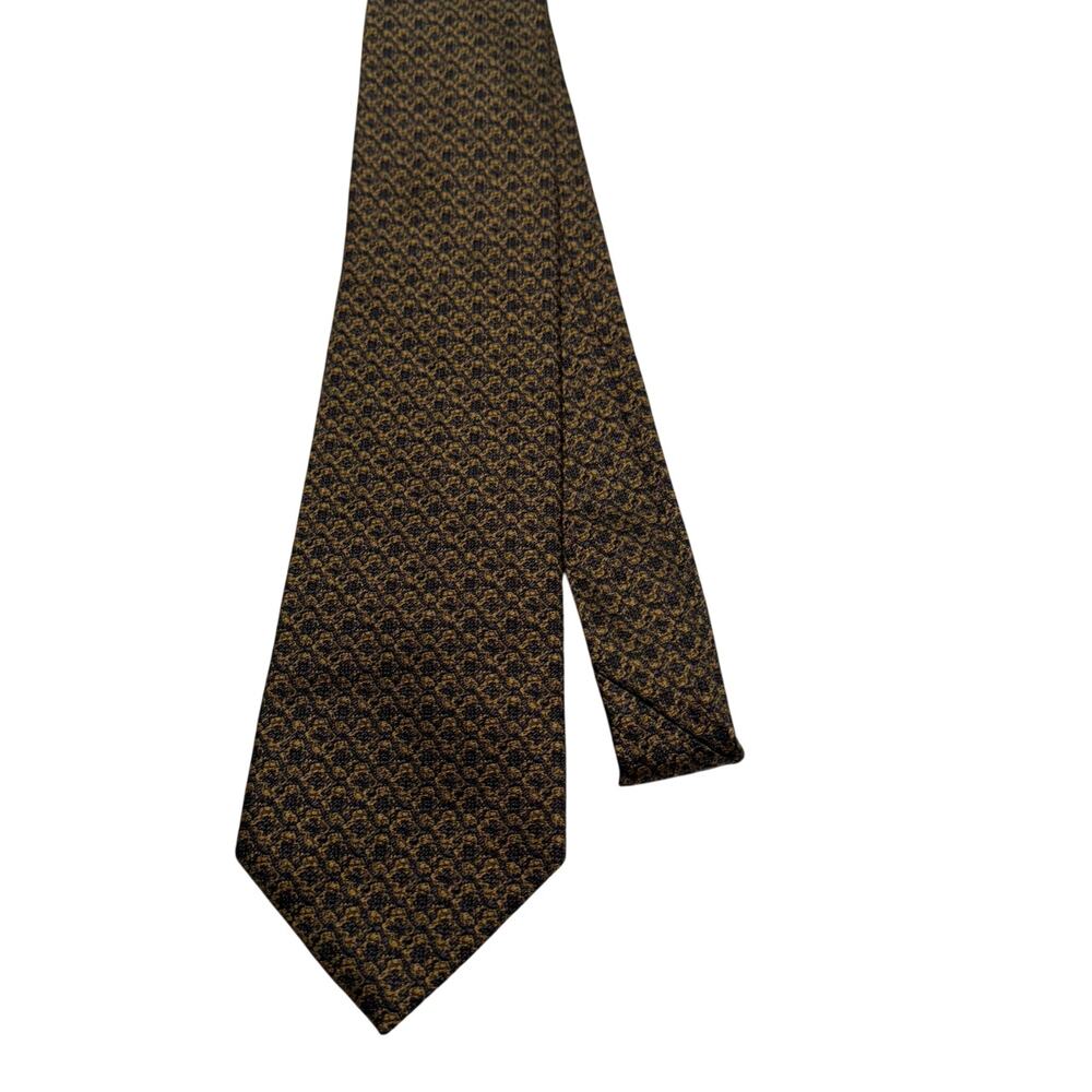 XMI Platinum‎ Men's Tie 100% Silk Necktie Gold Taupe Brown Abstract Floral